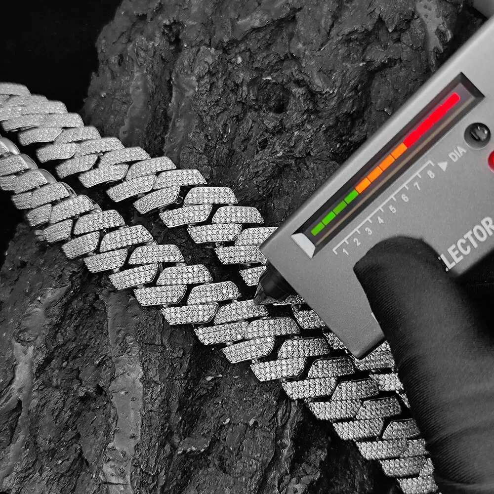 20mm Iced Cuban Link Chain Customized Luxury Miami Hip Hop Mens Cuban 925 Sterling Silver Moissanite Necklace Jewelry