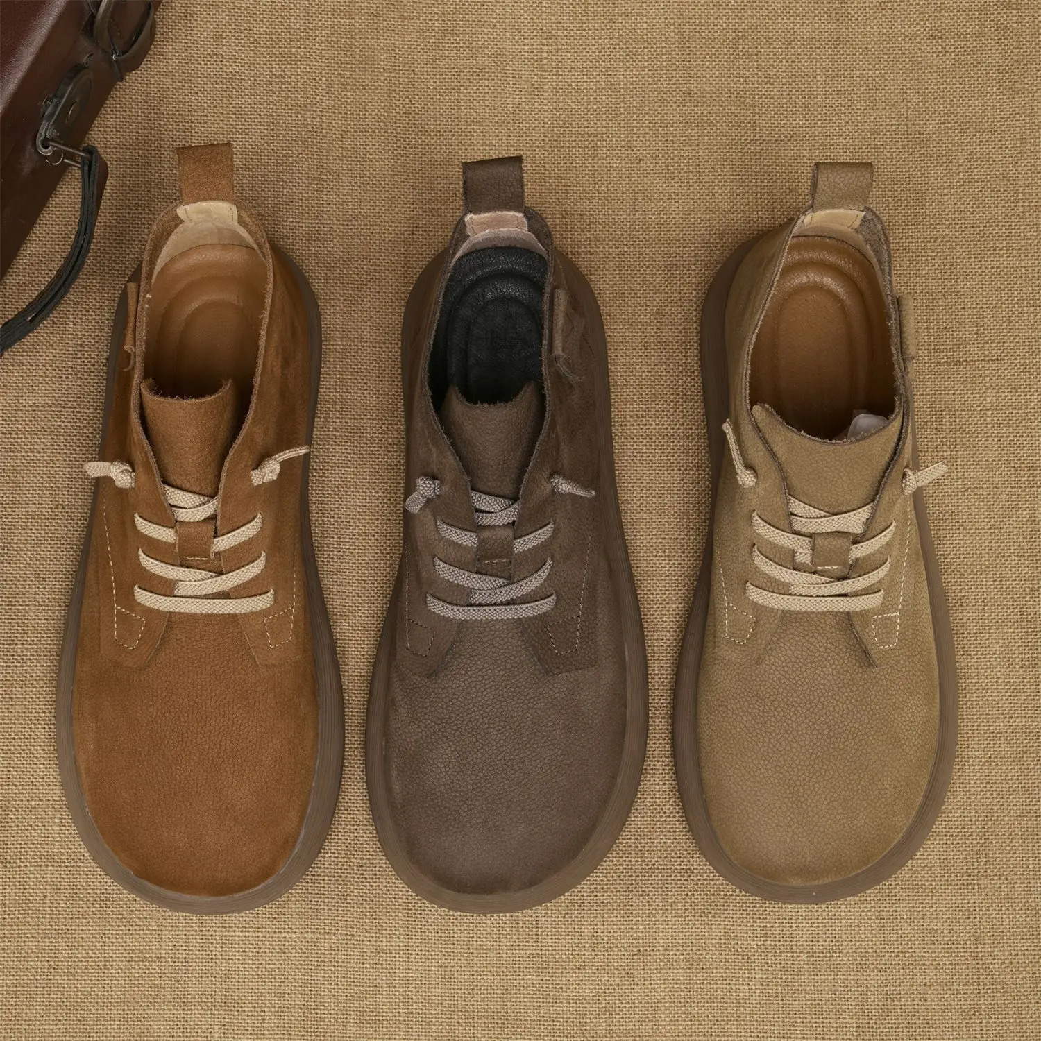 Mens Cowhide Short Boots Winter Stretch Shoelace Ankle Boots Mens Leather Soft Bottom Vintage Workwear Boots Chelsea Boots 251107