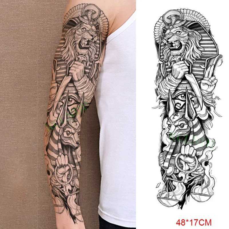 Waterproof Temporary Tattoo Stickers Anubis Ancient Egypt Greek Zeus Eyes Full Arm Fake Tattoo Flash Tattoo Sleeve W250410