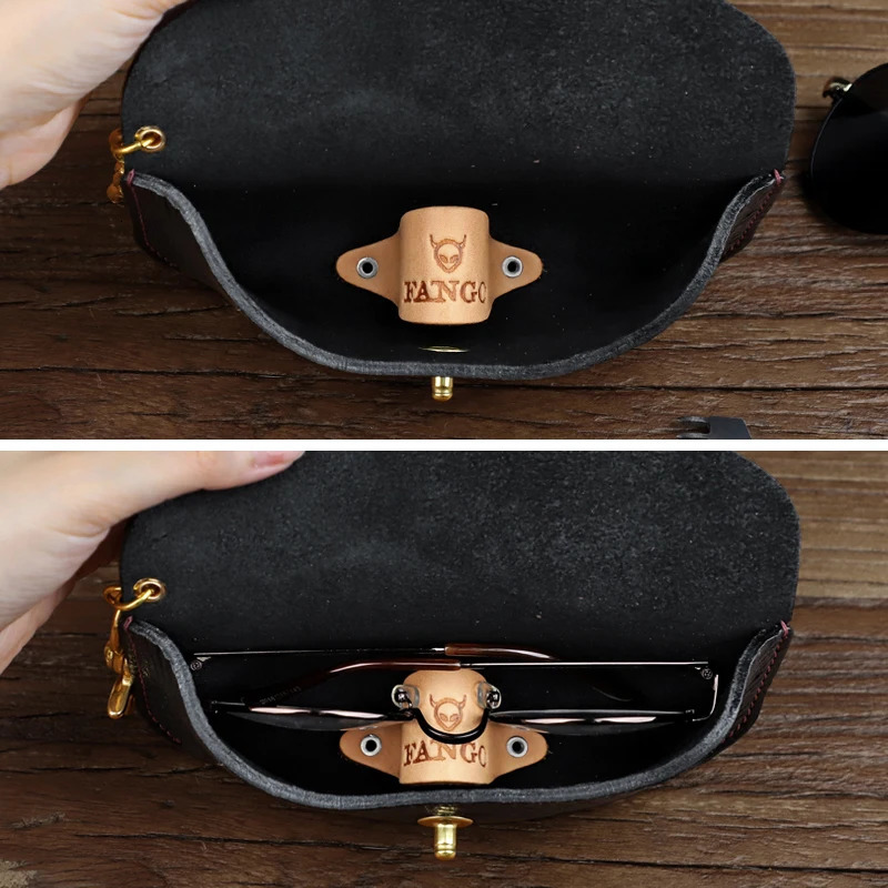 1 piece of retro leather glasses case thick leather sunglasses holder portable storage bag glasses pocket box 250409