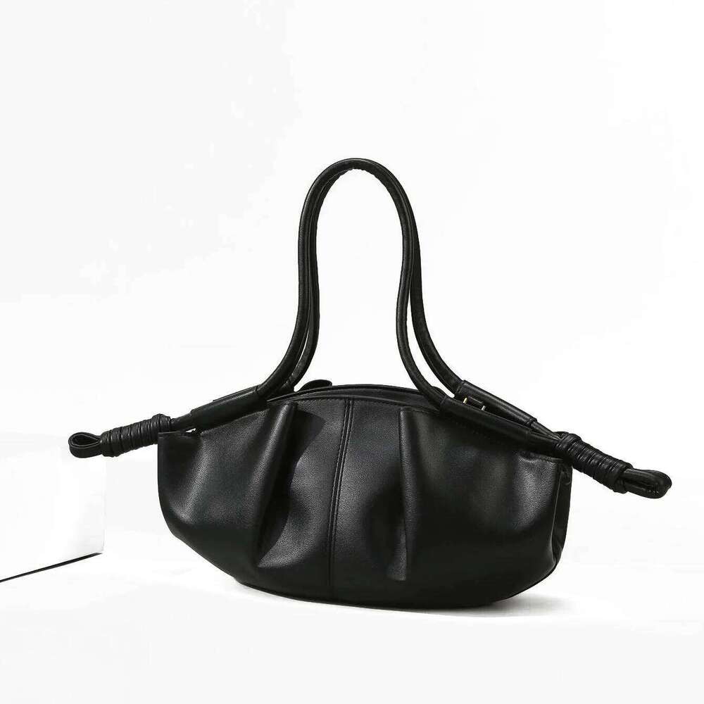Cowhide Dumpling Genuine Leather Luxury Design Pleated Drawstring Cloud Bag Vintage High Quality Fashion Women Handbag St251110