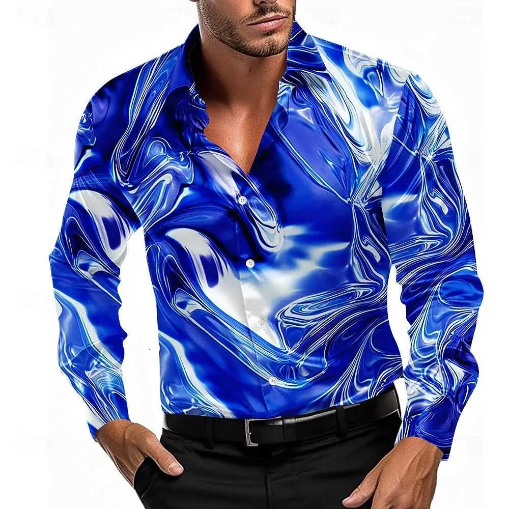 Mens Gradient Waves Marble Shirt Dress Shirt Long Sleeve Fashion Casual Summer Spring Fall Turndown 3D Print Button Up Shirts K251110