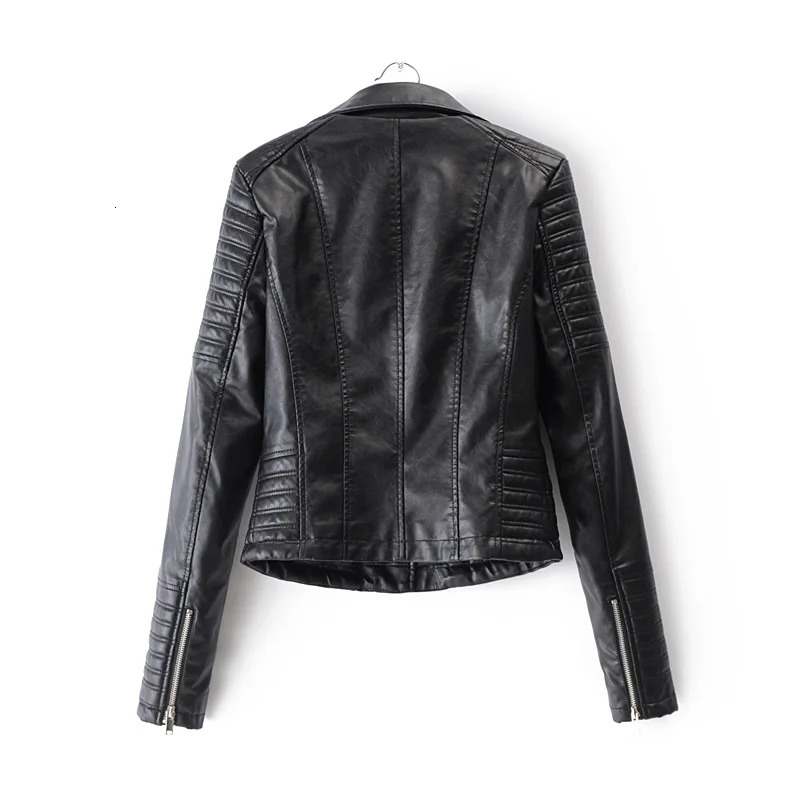 Customizable UZZDS Soft Motorcycle Faux Leather Jackets Ladies Long Sleeve Autumn Winter Biker Streetwear Coat 251105