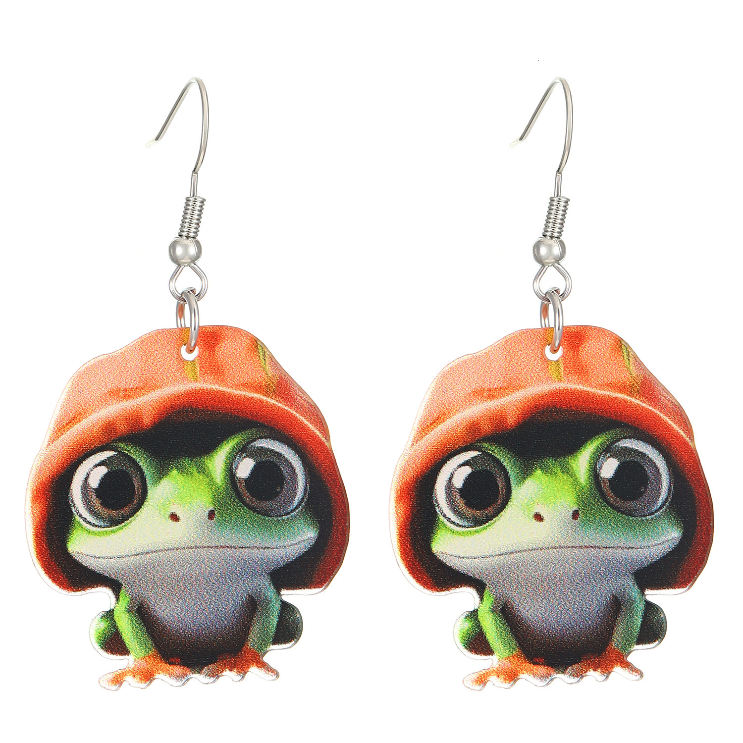 Personalized Cute Colorful for Women Wearing Hats Tree Frog Acrylic Earrings Accessories