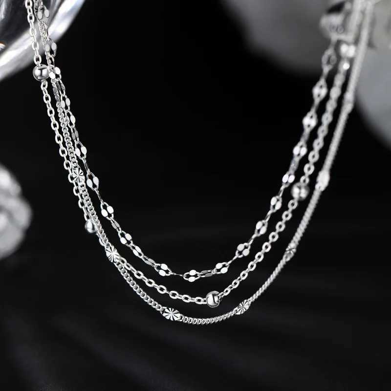 Sparking 925 Sterling Silver Chain Bracelets For Women Luxury Elegant Three Layer Geometric Bead Bracelet Party Wedding JewelryT251110