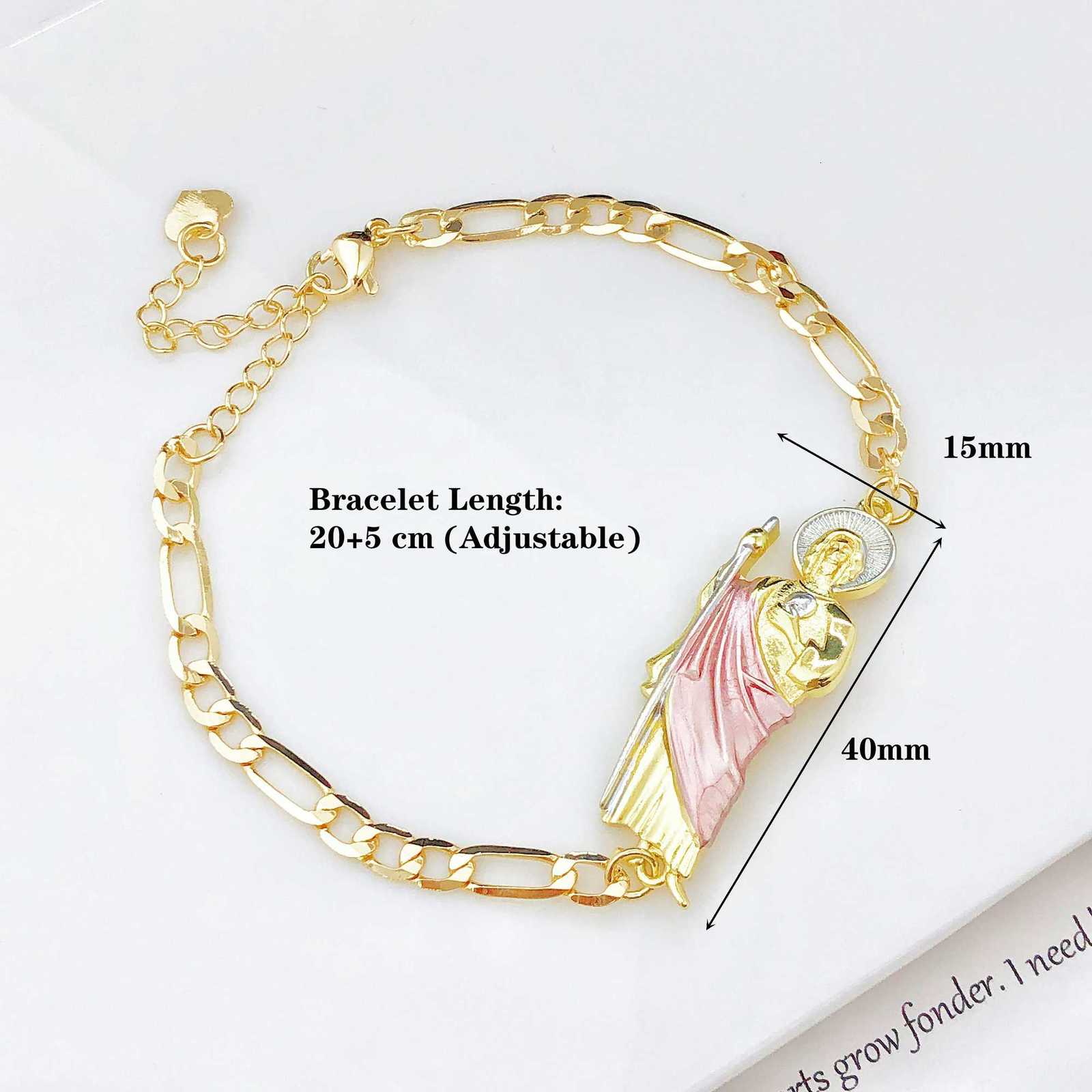 Simple Stylish St Jude Gold Plated Womens Thin Bracelet Religious Jewelry for Daily WearT251110