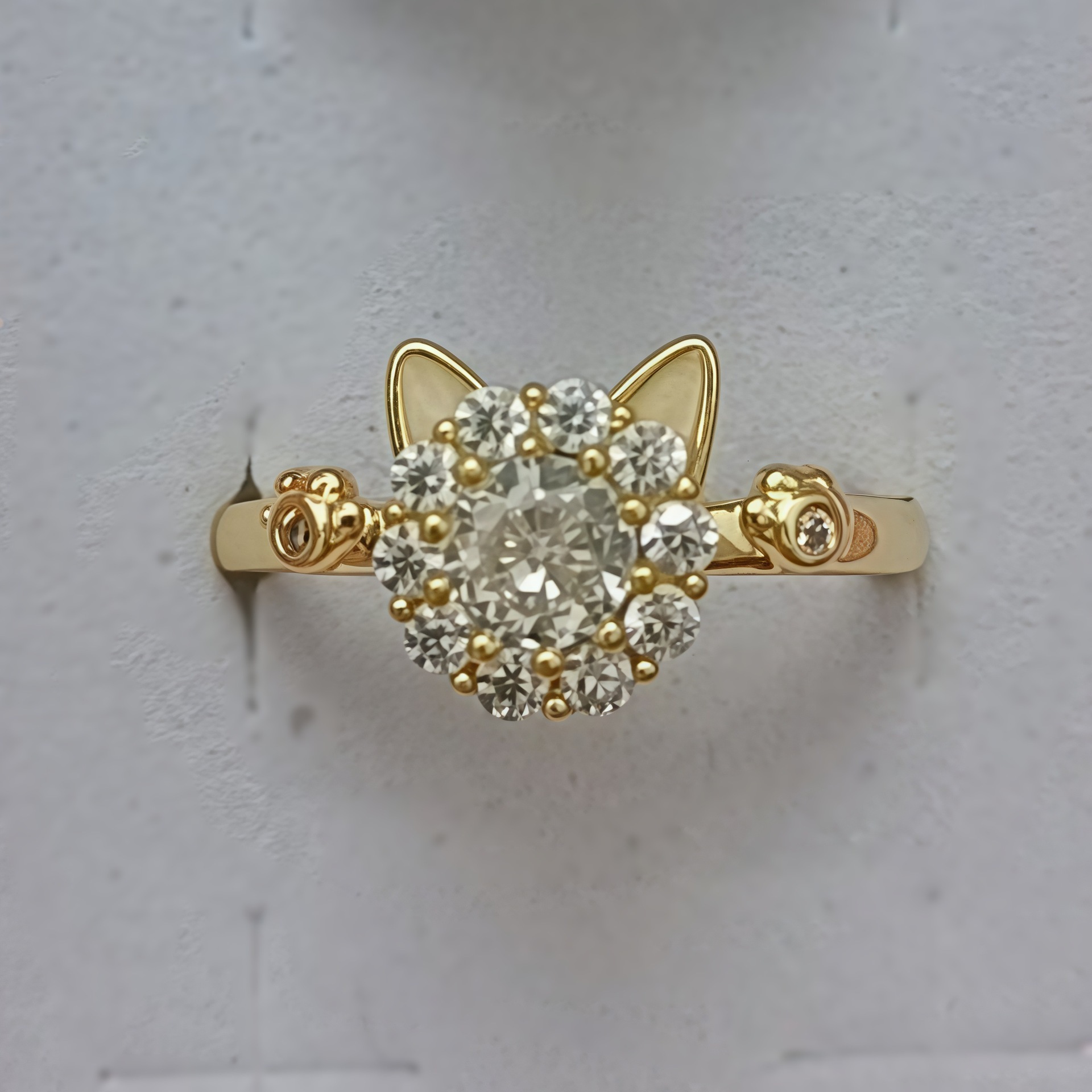 Lucky Cat Fashion Ring Ring For Women, Designer Ring Niche High-end Luxury, Tiktok Hot Sale, Adjustable Rotatable Zircon Ring Jewelry