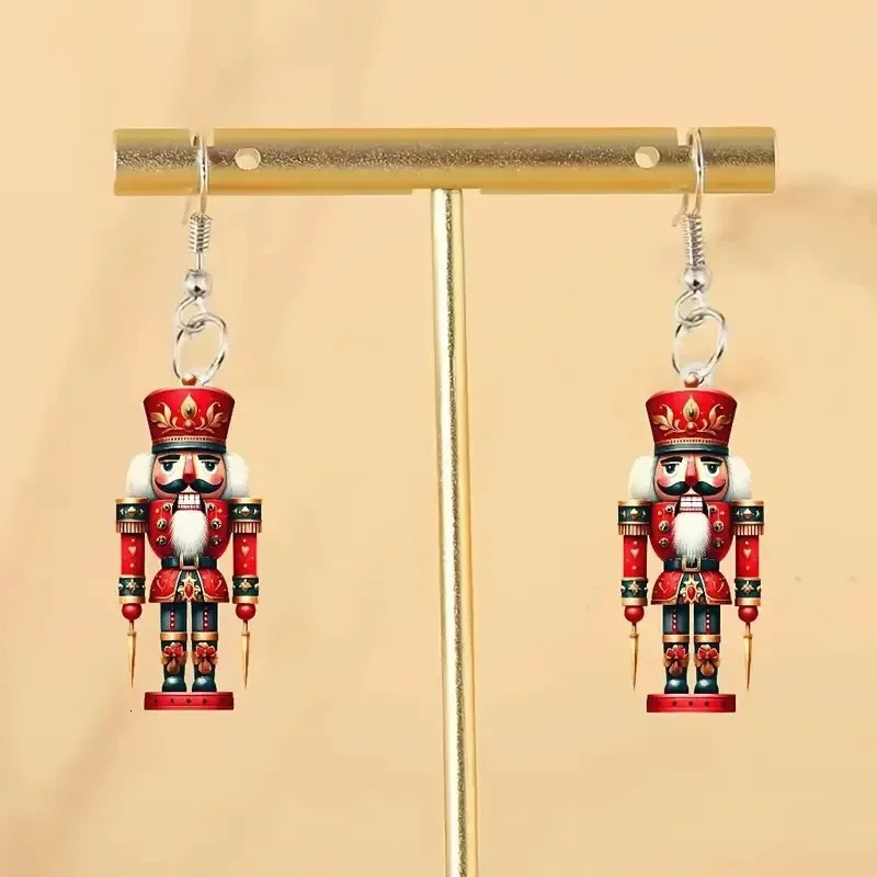 2D Flat Creative Christmas Nutcracker King Earrings for Women Party Dressing Wedding Dangle Earrings Girls Jewelry Gift 251031