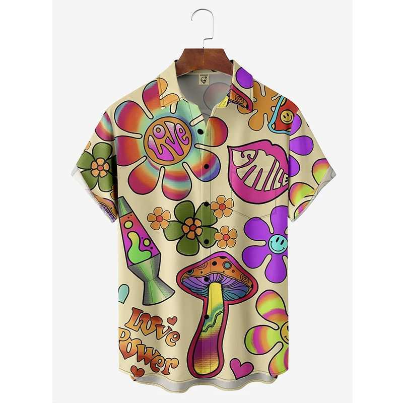 Floral shirt mens Hawaiian shirt holiday party shirt Cuban style lapel beach shirt Flower Camissa short sleeved womens shirt X2504101