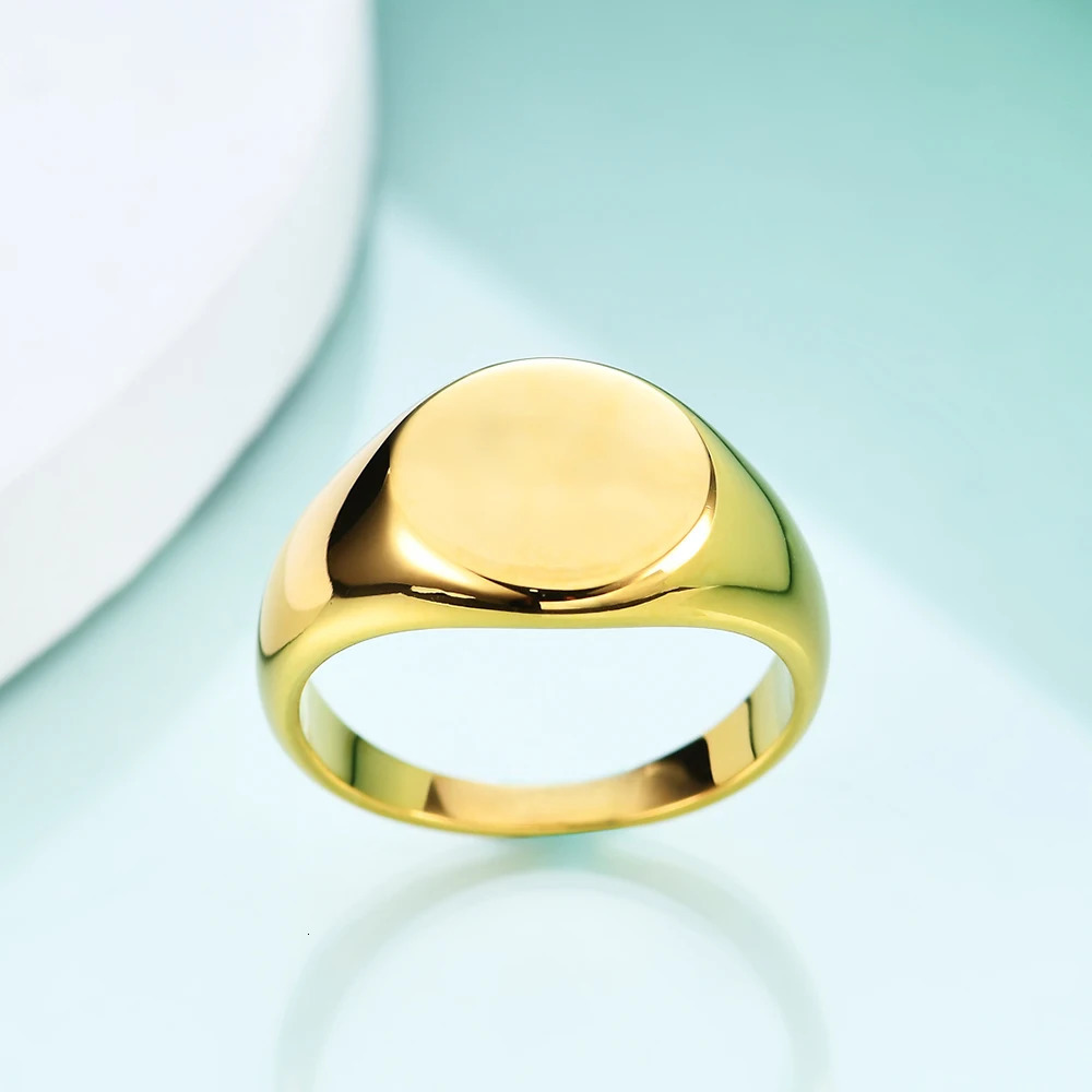 Customized Women Signet Ring Chunky Round Name Stamp Stainless Steel Punk Candid Fashion Jewelry Female Wedding Accessories 250409