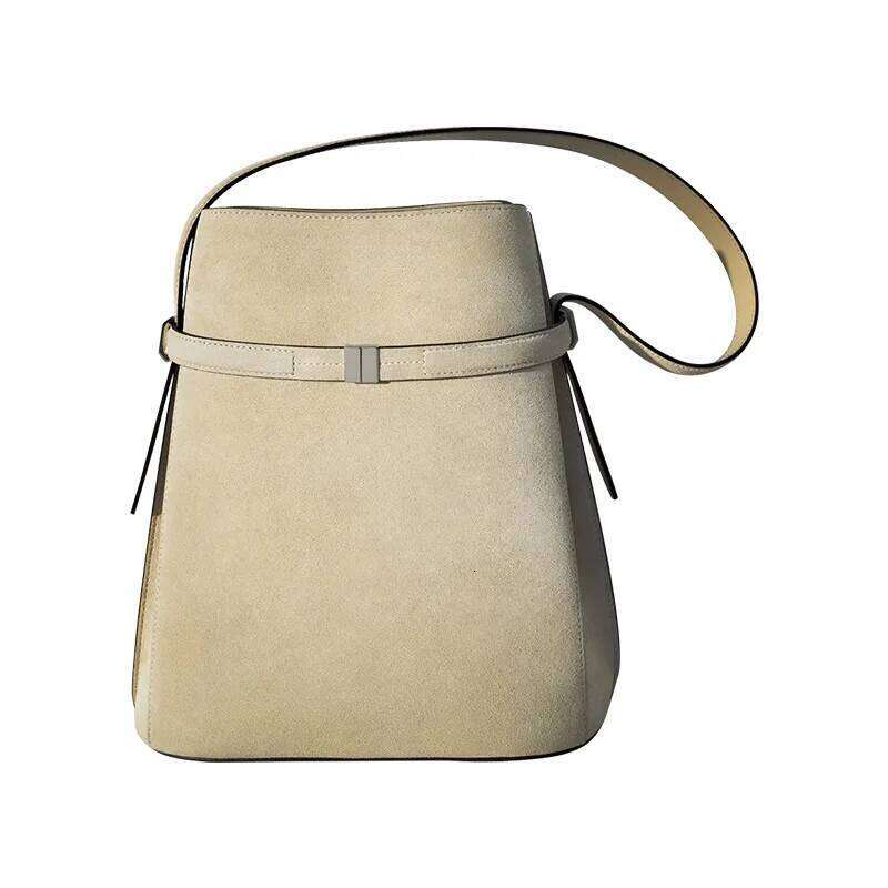 Light Luxury Fashion High-quality Top Layer Cowhide Bucket Shaped Shoulder Personalized High-end Feeling, Diagonal Cross Bag