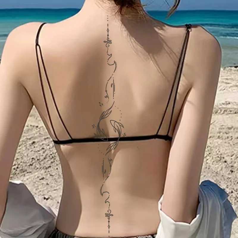 1 temporary waterproof tattoo on Pisces spine lasting 1-2 weeks real semi permanent fake tattoo W250410