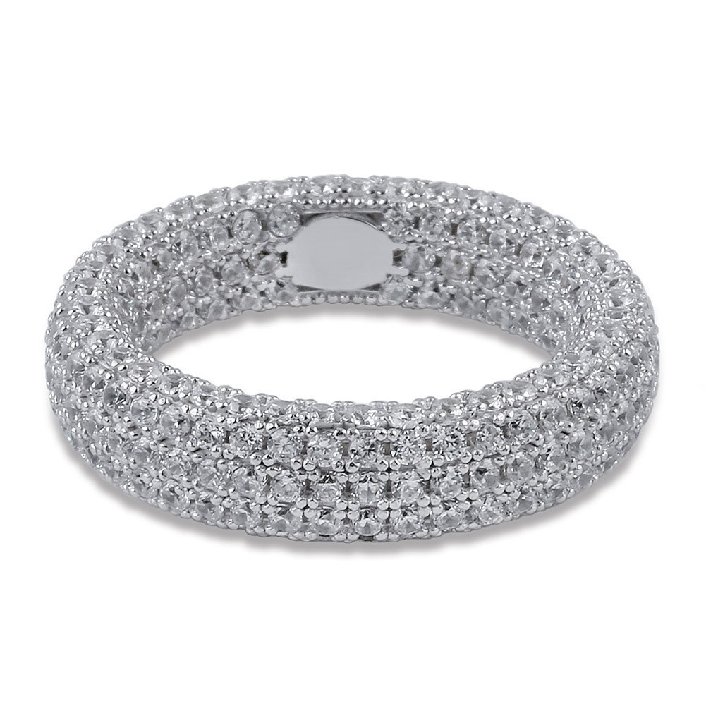 Jewelry Unisex Hip Hop Inspired Diamond Cut CZ Ring with Elegant Pave'd Design Minimalistic Fashion Statement Gender Neutral Micropaved Zirconium