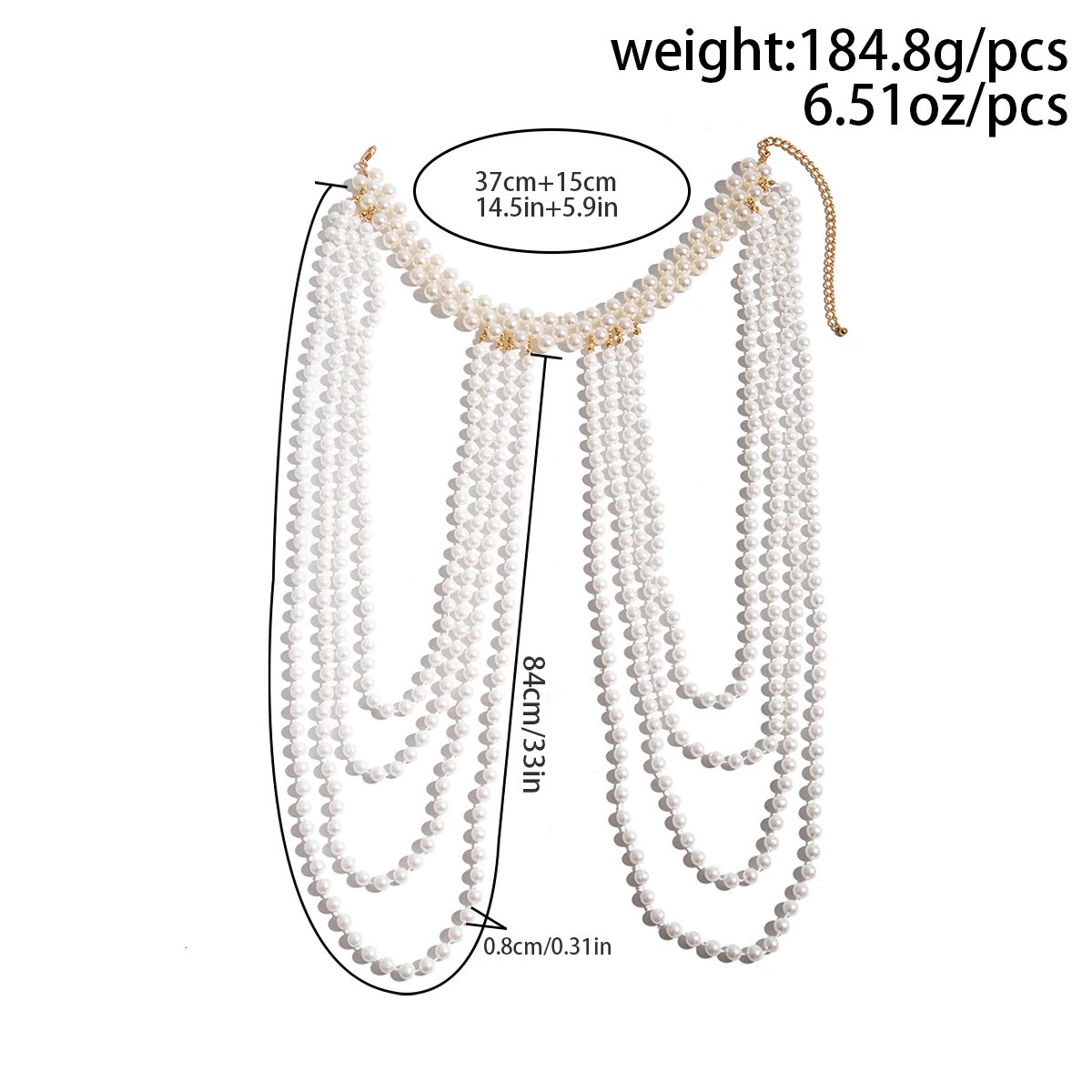 Ingemark in Bridal Tassel Pearl Shoulder Chain Necklace for Women Elegant Shawl Wedding Jewelry Accessories 250409