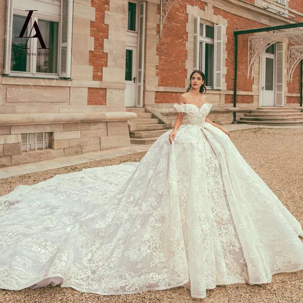 LelaAcra Off Shoulder Wedding Dresses for women 2025 Sweetheart Appliques Royal Train Princess Bride Gowns JK29 Vestido de Noiva