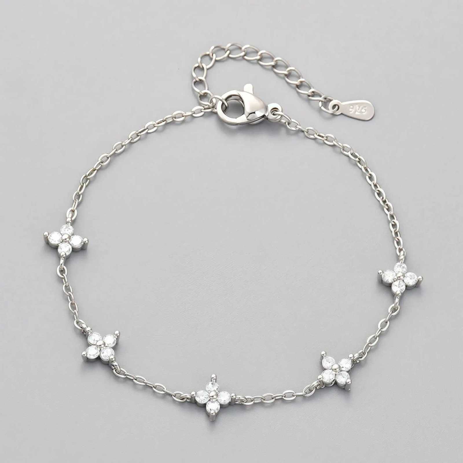 925 Sterling Silver Shiny Zircon Flower Bracelets For Women Charm Temperament Chain Bracelet Party Wedding Jewelry Holiday GiftsT251110
