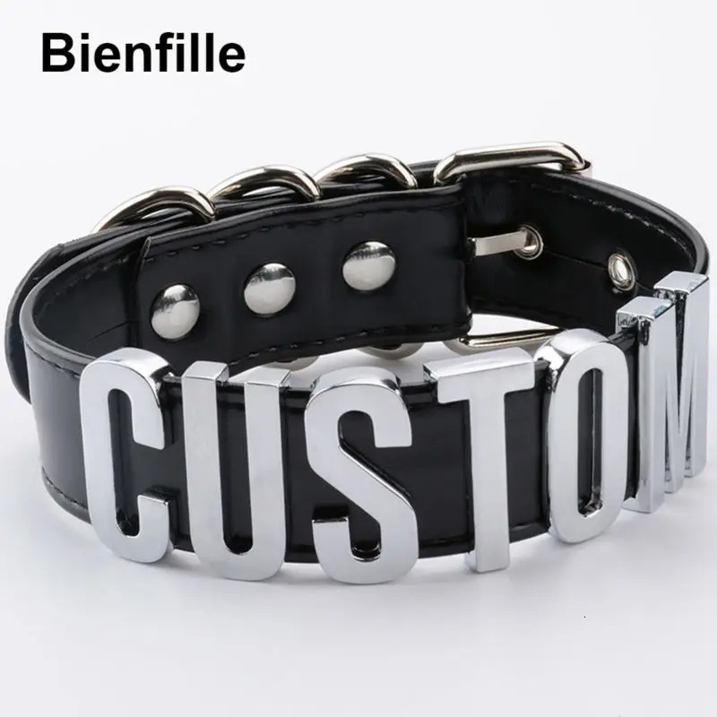 Romantic Gift Customized Choker Collar Necklace PU Leather Custom Personalized Name Choker Cosplay Choose Letters Necklace Women 250409