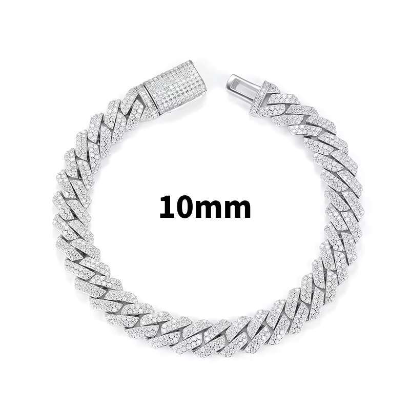 king Jewelry Hiphop Moissanite Cuban Chain Rappers Luxurious 8mm 10mm 14mm 925 Silver VVS Moissanite Cuban Link Chain