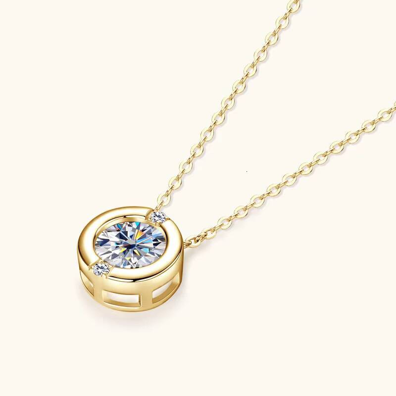 Classic Trendy Engagement Gift Jewelry Original Real 925 Sterling Silver Round Cut Moissanite Pendant Necklace for Women