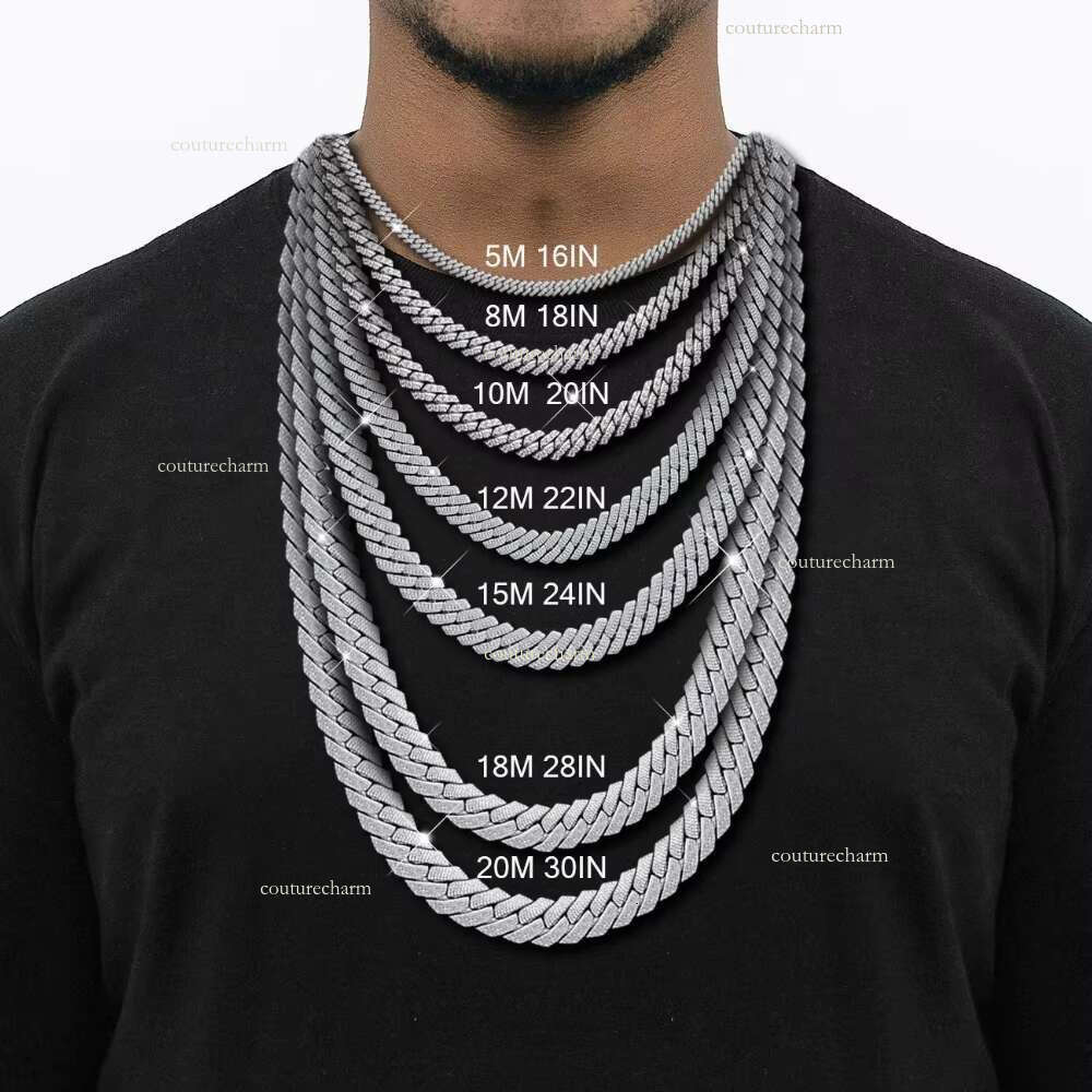 Hiphop 8mm Sterg Sier Iced Out VVS Moissanite Cuban k Chain
