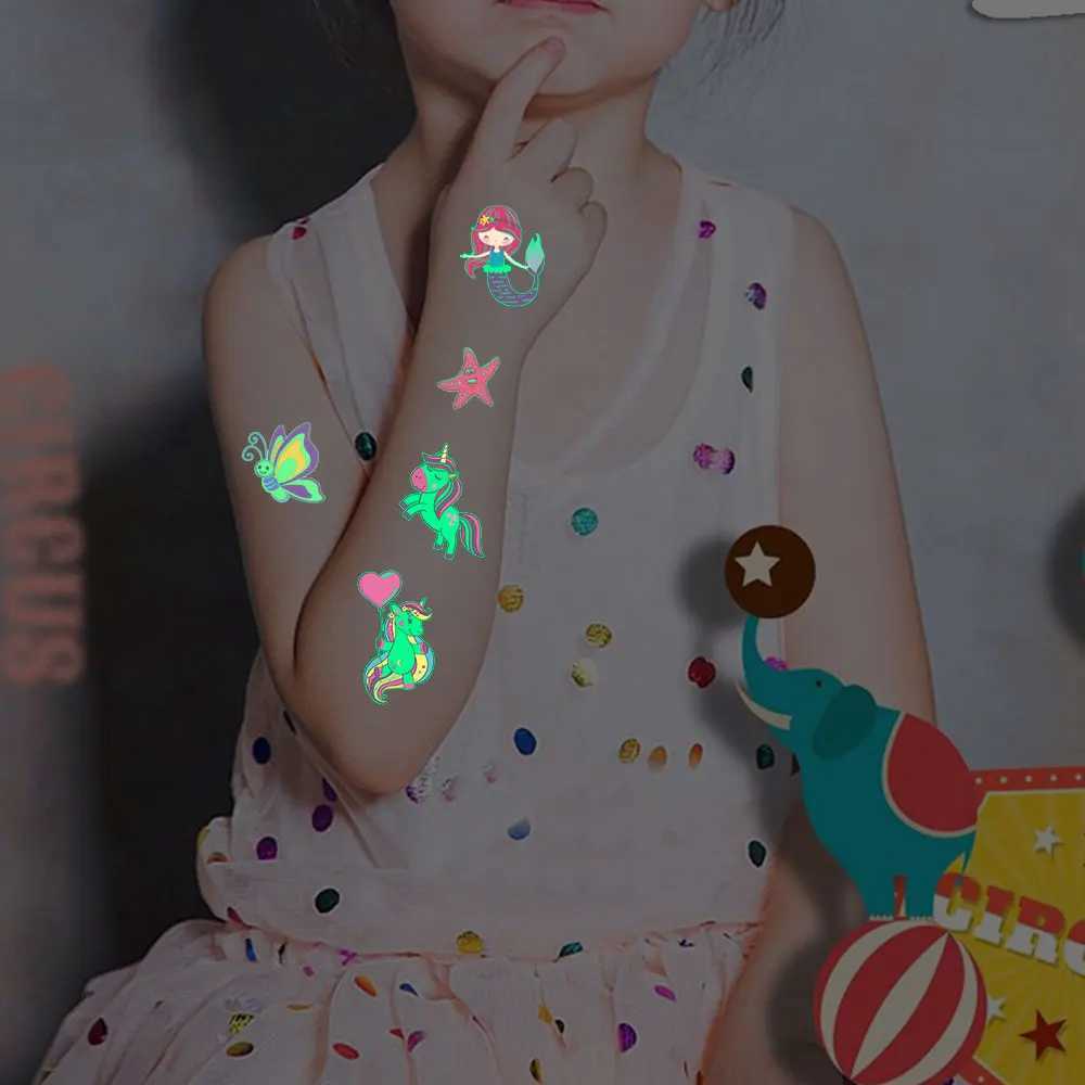 5 bright childrens tattoo stickers with colorful animals mermaids dinosaurs temporary tattoos for children cute body tattoos W250410