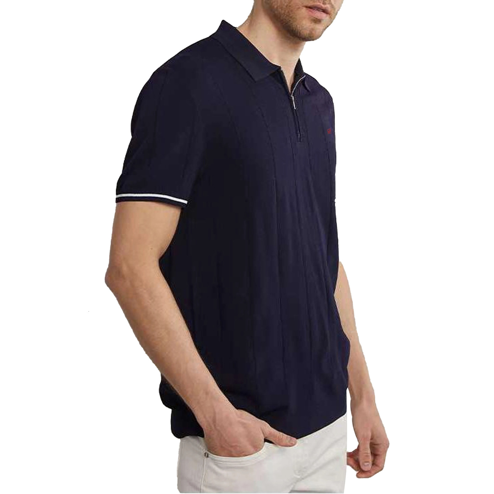 CHCH Summer Ribbed Knit Polo Shirt for Men Breathable and Cool Quality Mens Textured Polo Shirts 250409