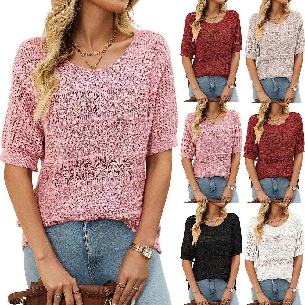 Solid casual loose fitting womens retro womens oversized tops and elegant womens tops for summer 250410