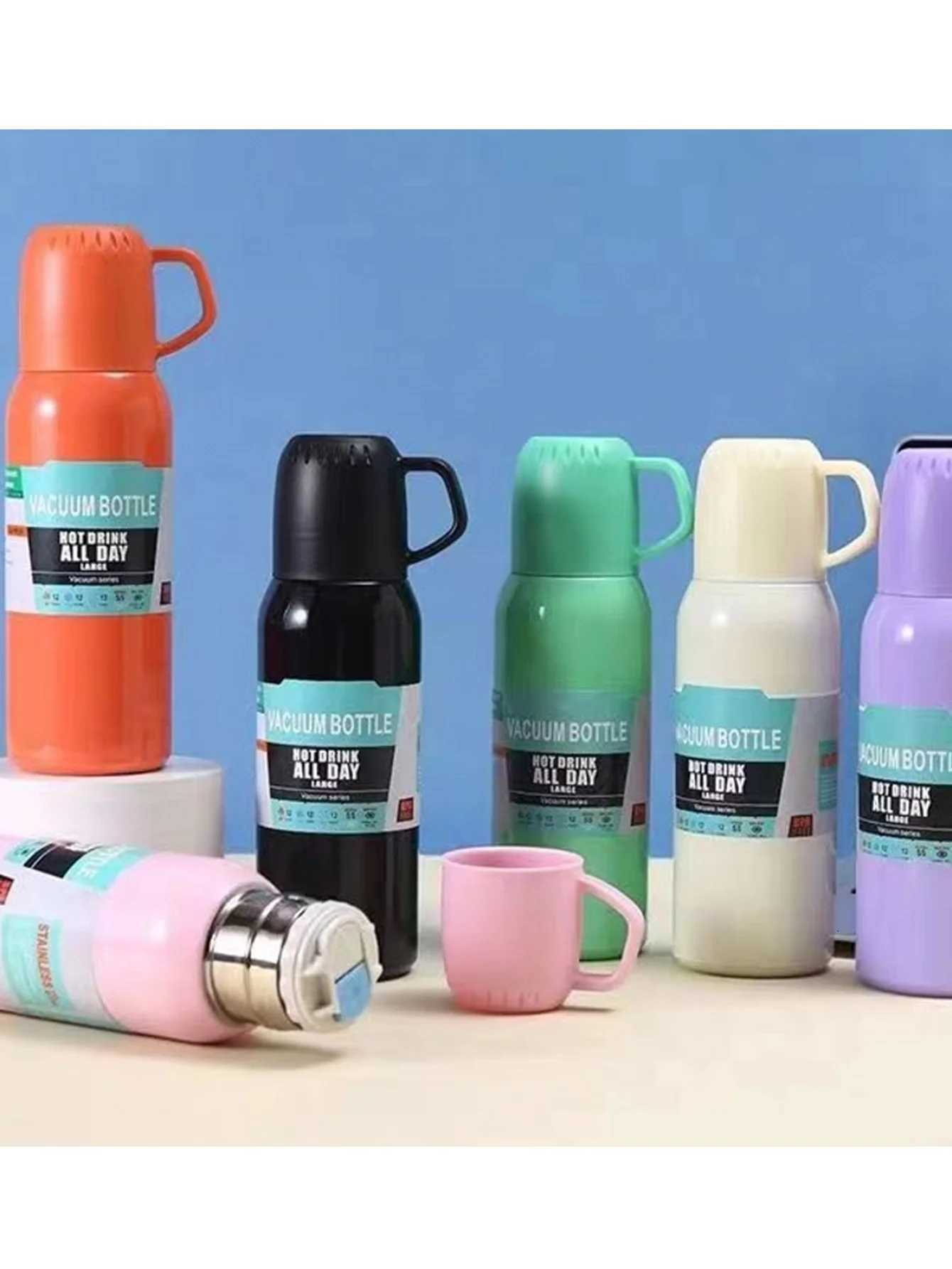 Fashionable cup Stainless steel vacuum insated bottle set with 2-cup cbination for storing cold and hot gift sets of liquid tea and coffee Y251110