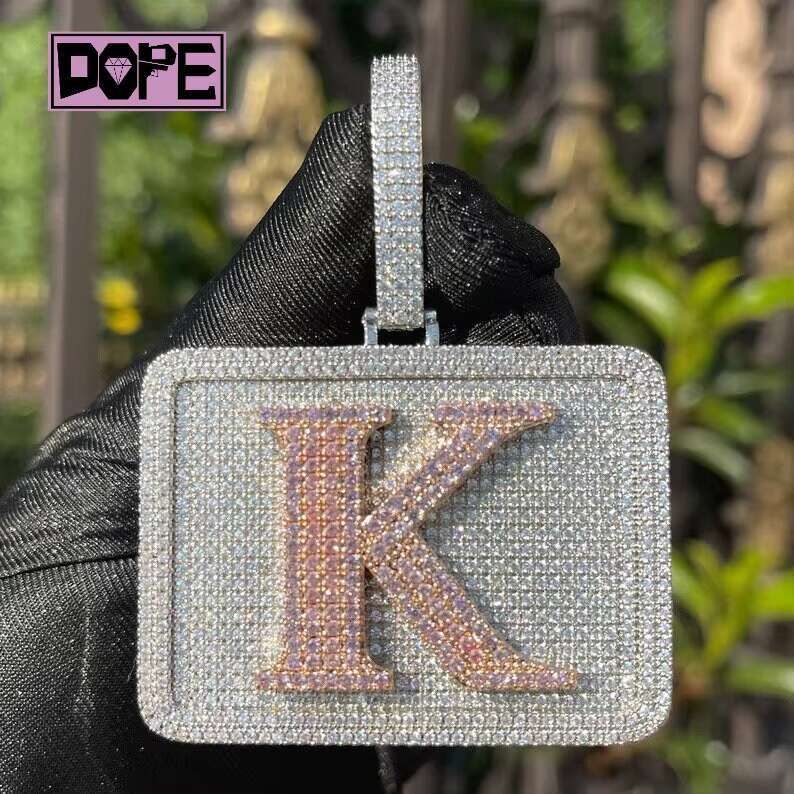 Iced Out Jewelry Moissanite Letter Pendant 925 Sterling Silver Hip Hop Custom Vvs Moissanite Pendant