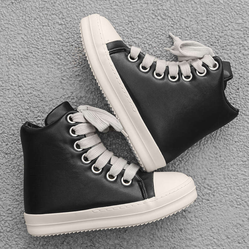Spring New High-top Ro Bread Leather Surface Height-increasing Thick-soled Board Chubby Shoes Versatile Short Boots