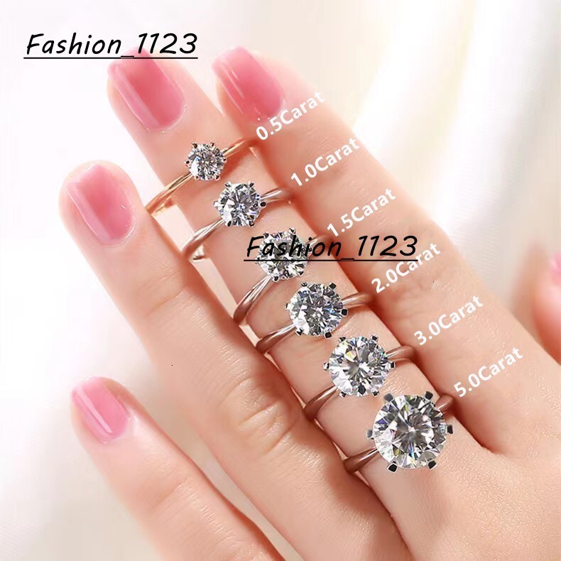 Factory Wholesale Vvs1 05/1/2/3/5ct 925 Sterling Silver Vintage Wedding Moissanite Diamond Engagement Rings for Women