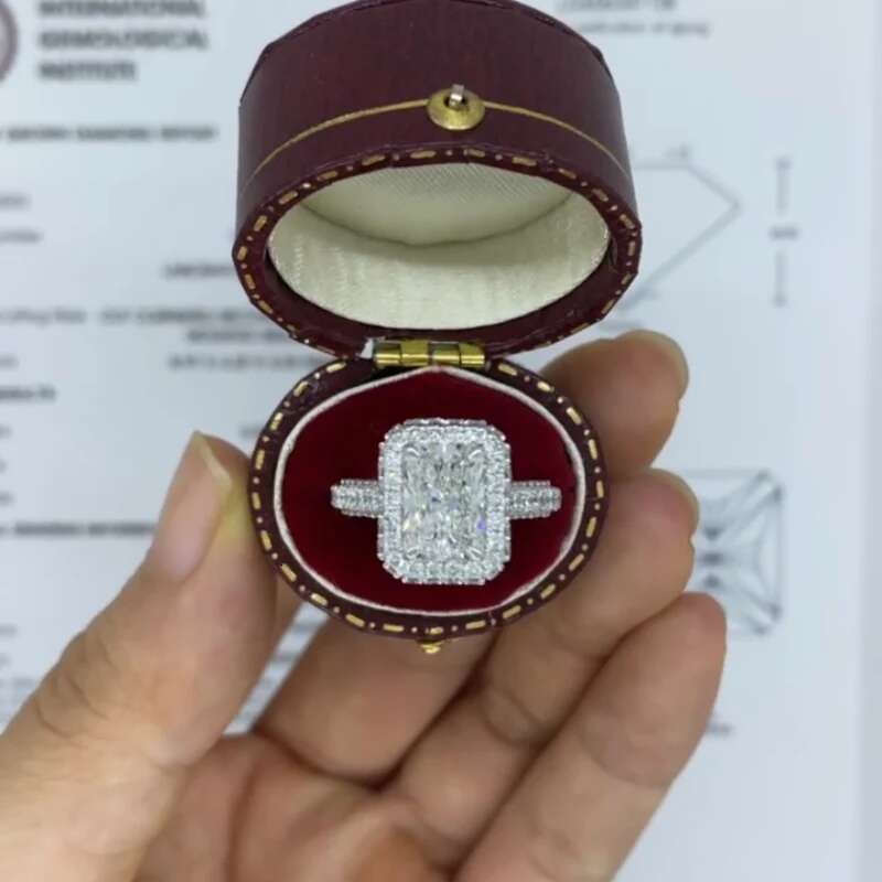14K White Gold 2CT Radiant Cut Lab Grown Diamond Engagement Ring DEF VS CVD HPHT Lab Diamond Engagement Ring 4/3 Halo Rings IGI