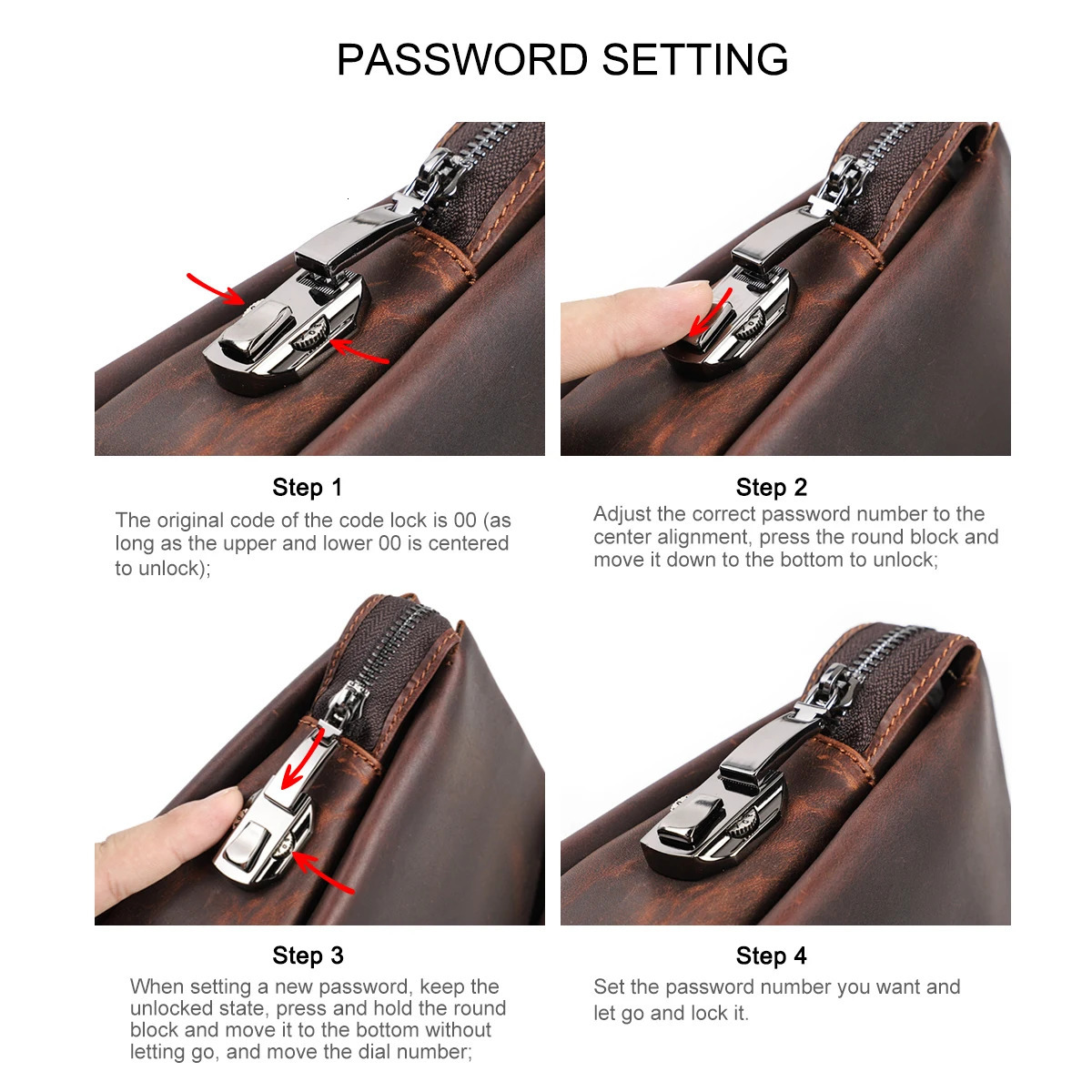 CONTACTS Genuine Leather Clutch Bags for Men Customize Wallet Password Lock n Male Handbag Name Engraving Gift 251110