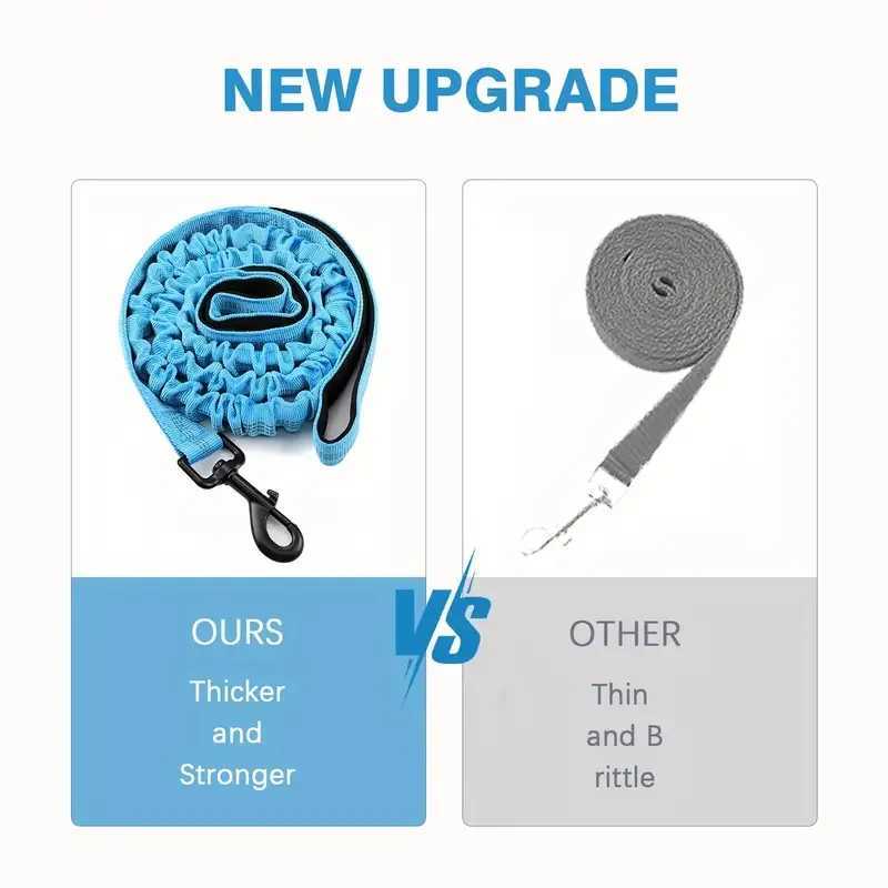 Heavy Duty Bungee Dog Leash 5-Foot Shock Absorbing Polyester Lead with Dual Padded Handles Adjustable Waist and Secure Buckle J251110