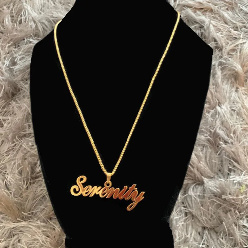 Box Chain Custom Jewelry Personalized Name Pendant Necklace Handmade Detachable Cursive Nameplate Choker Women Men Christmas 250409