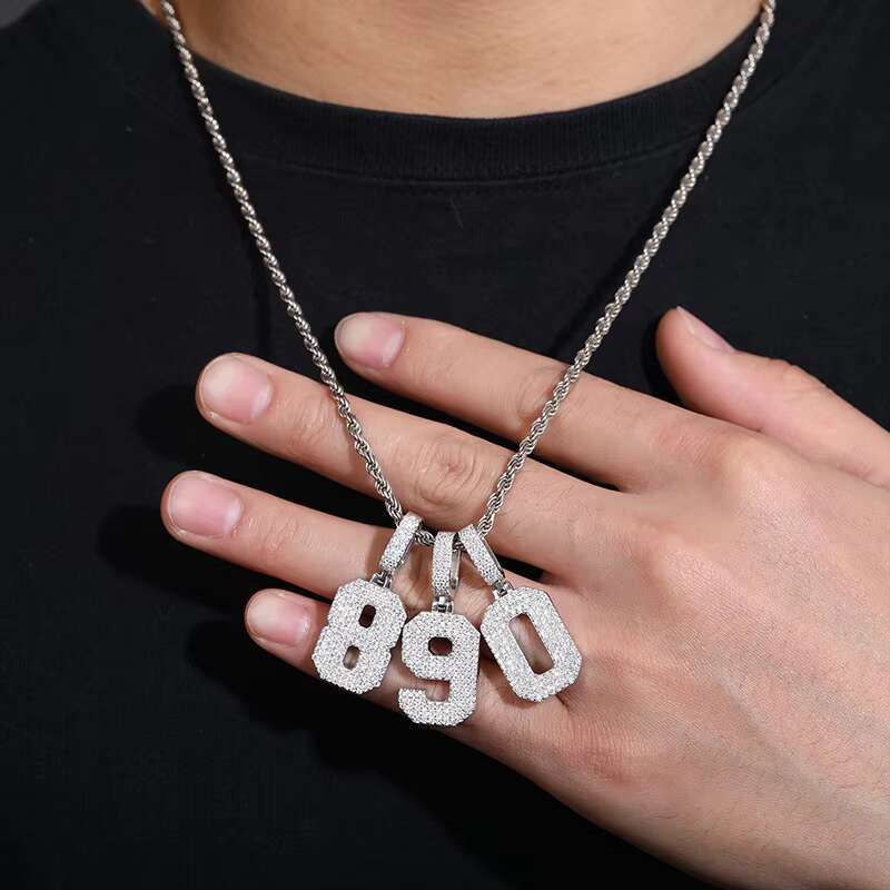 0-9 Lucky Numbers Pendant 925 Silver 18K Gold Moissanite Charms for Men and Womens Hip-hop Jewelry Accessories