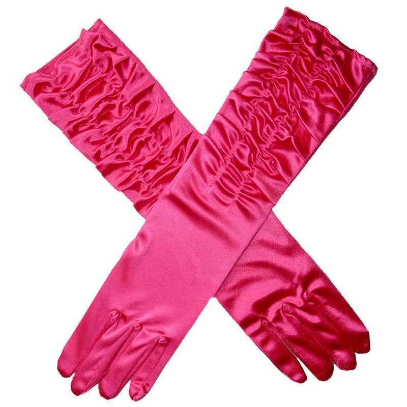 Womens Solid folds Satin Soft Multicolor Ceremonial Gloves Dance Performance Elasticity Retro Style Opera L251110
