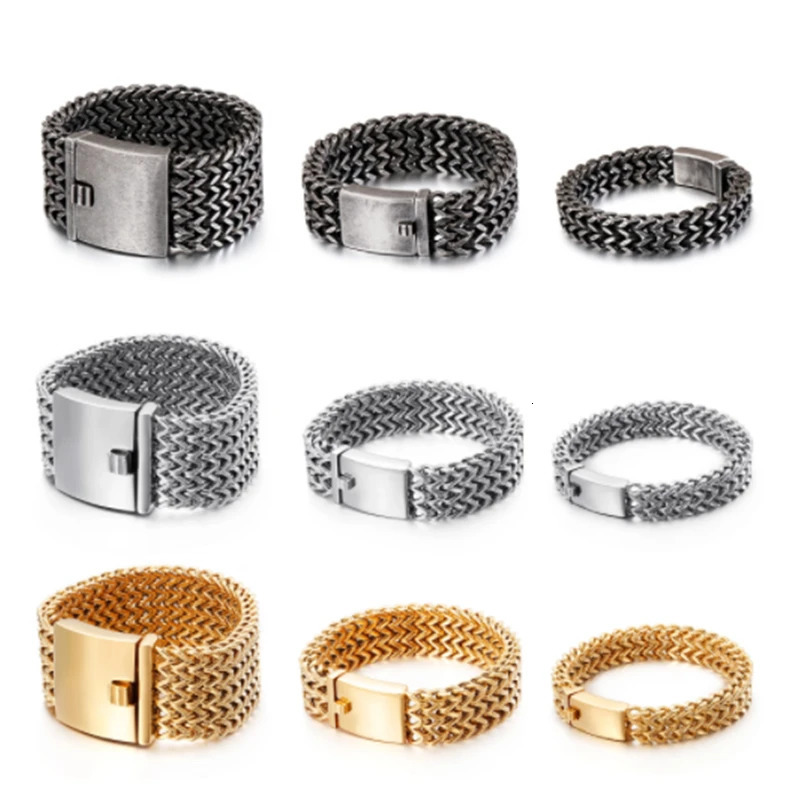121830mm Width Big Stainless Steel Mesh Bracelet Men Charm High Quality Bracelet for Boyfriend Husband Father Day Gift 250409
