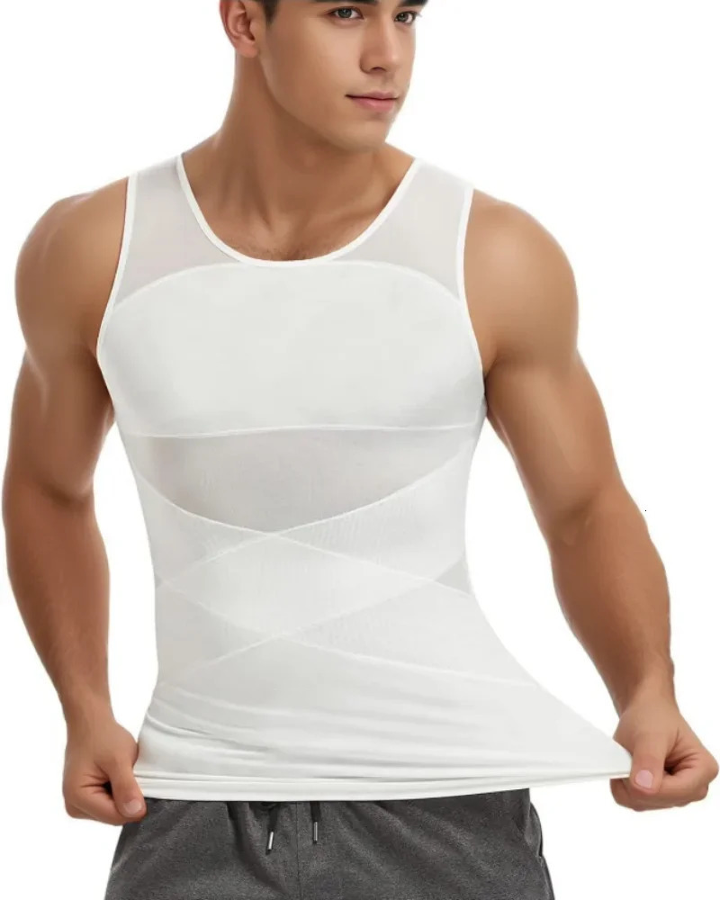 Men Compression Shirts for Men Shapewear Chest Abdomen Control Body Shaper Slimming Undershirt Workout Vest Tank Top 250409