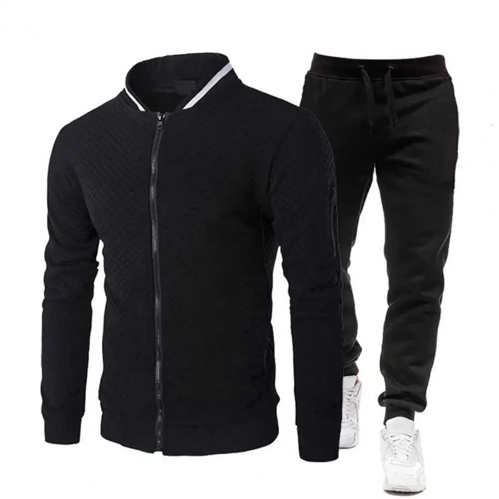 2025New Men Fitness Sports Set Breathable Long Sleeve Jacket Elastic Waist Pants Casual Outdoor Tracksuit Jogging Suit for W251110