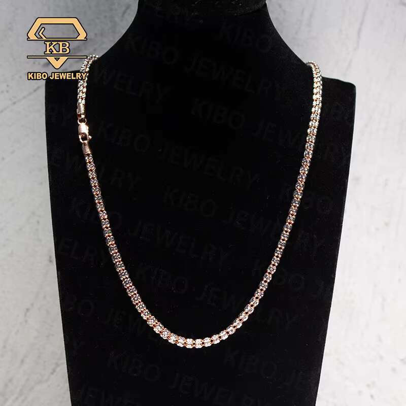 Hip hop Shining S Pure Sier Men's Regular Cut Ice Tennis Ball Chain Necklace