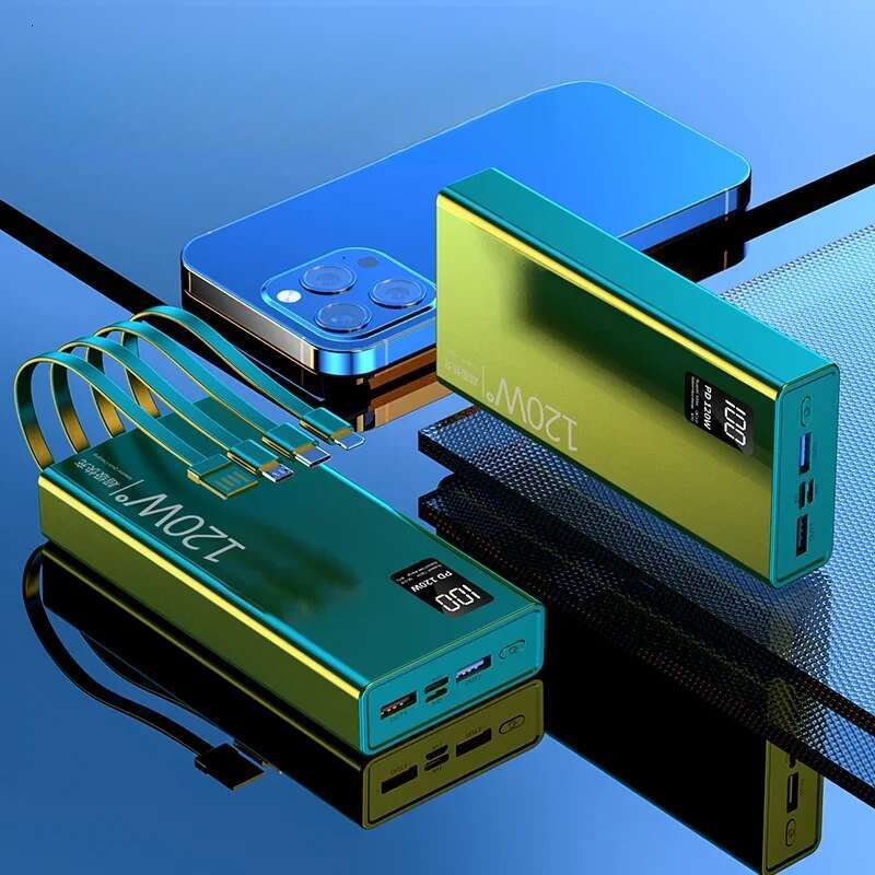 20000mAh High Capacity Power Bank 4 in 1 120W Fast Charging Powerbank Portable Battery Charger For Phone Samsung Huawei