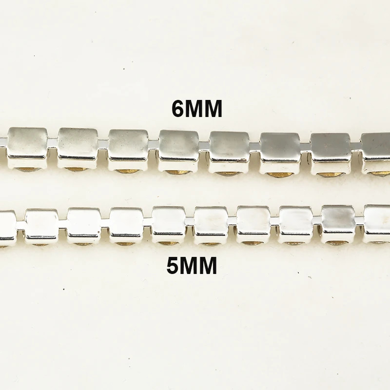 PEESOM 5mm/6mm large size A silver/gold AB crystal rhinestone cup chain decoration SS24/SS28 dense rhinestone chain DIY sewing decoration 250409