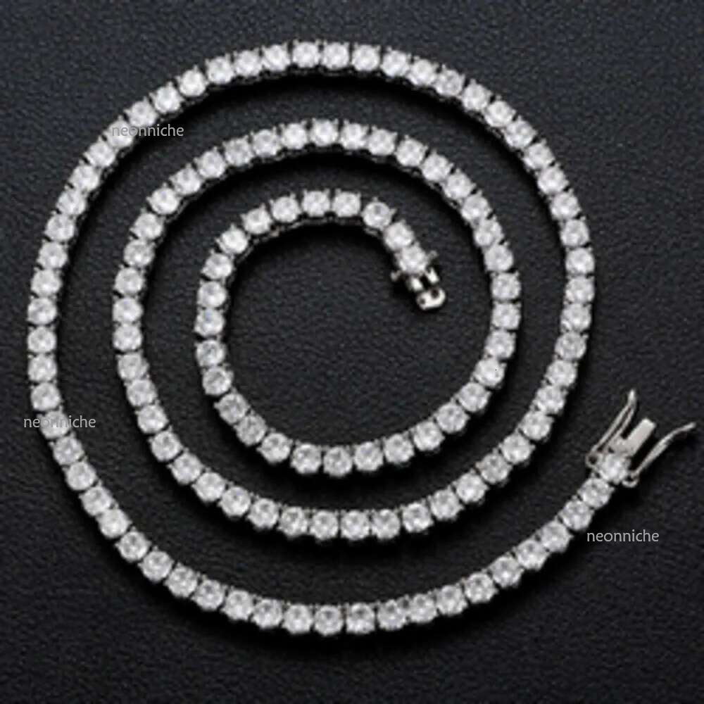 Fine jewelry necklaces Hip Hop Sterg Sier VVS moissanite dia Cluster Iced Out tennis chain bracelet necklace For Men Women