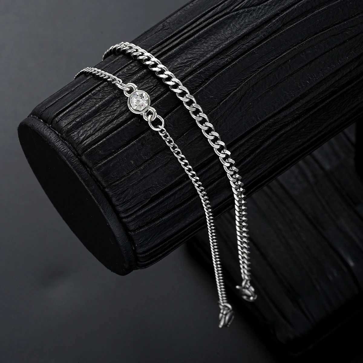Stainless Steel Classic Couples Bracelets for Men Women Simple Retro Zircon Silver Color 2 Pcs Bracelets Hip Hop Jewelry GiftsT251110