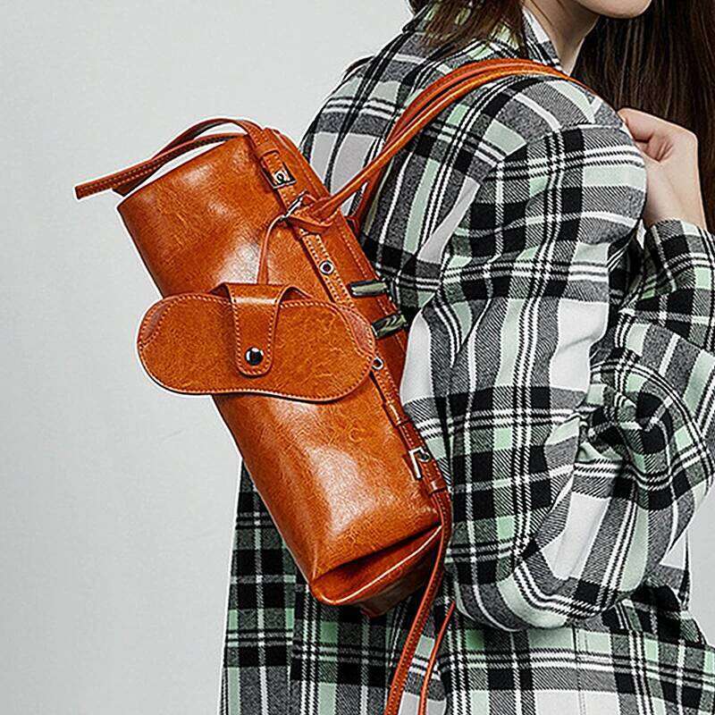 Burminsa Vintage Genuine Leather Underarm Shoulder Bags For Women 2025 Luxury Designer Bowling Purses Tote Work Ladies Handbags