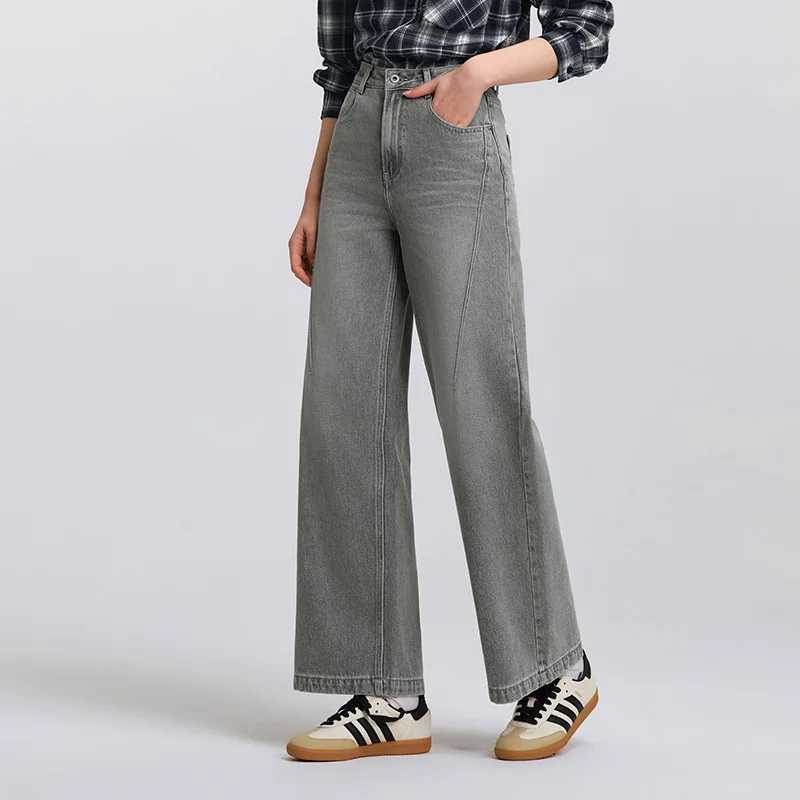 Semir Jeans Women High-waisted Wide-leg Trousers 2025 New Spring Long Trousers Street Style Trendy Versatile Trousers C251110
