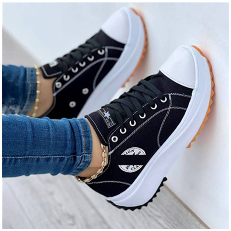 2025 new canvas breathable high top casual women's thick soled lace up designer fashionable high heels