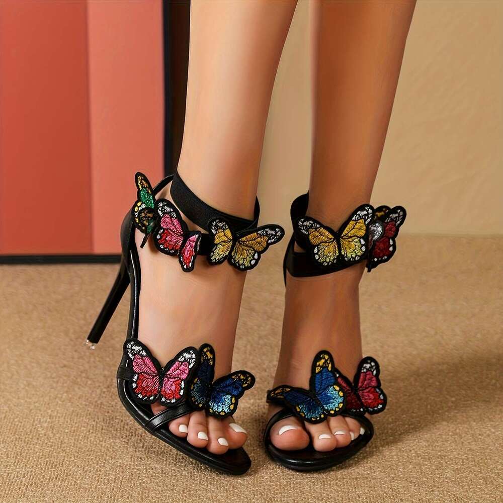 Women's Elegant Slip-On Open-Toe Party Shoes With Bow Accent, Ultra-High Stiletto Heels, Synthetic Cover Event Footwear For Weddings, Galas, Even