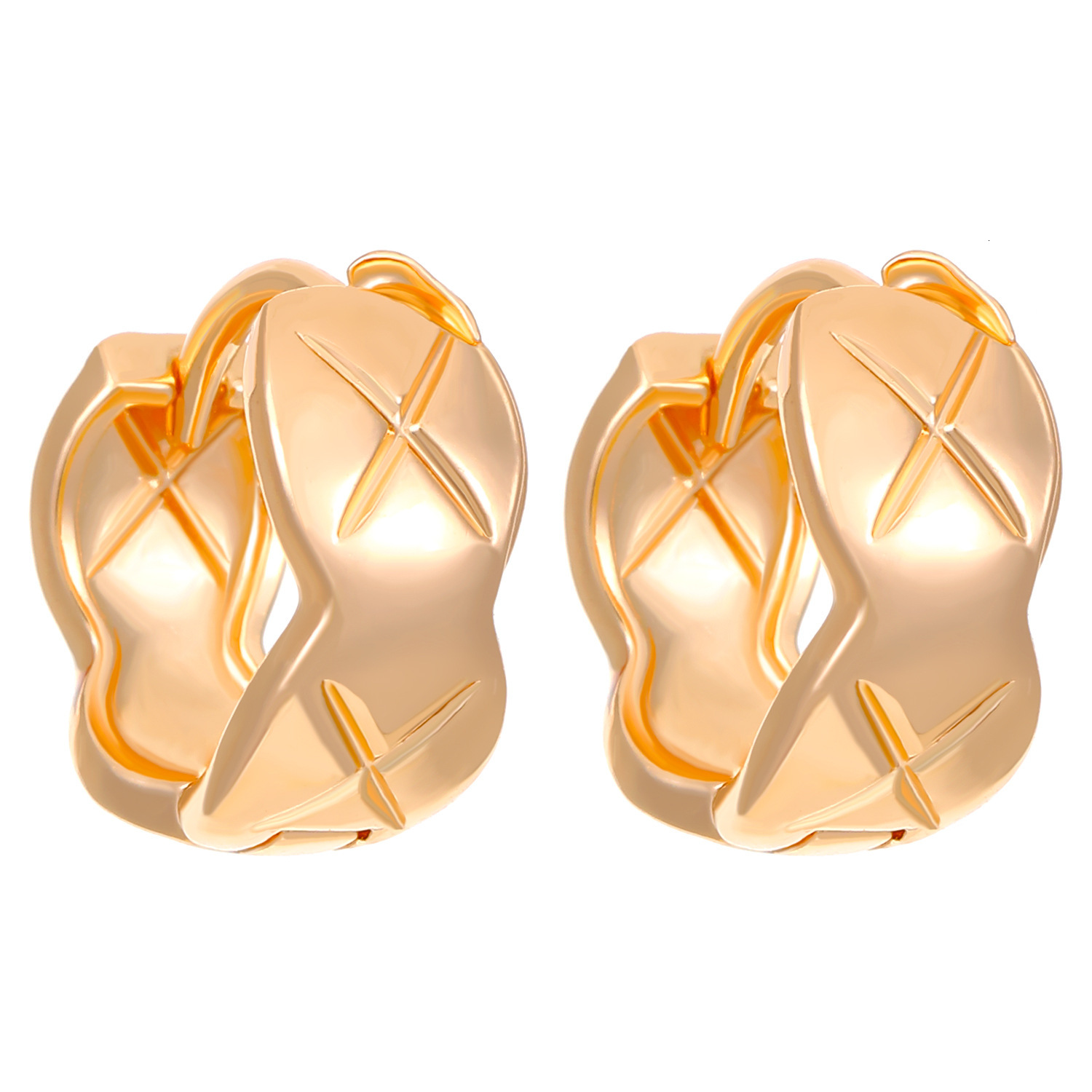 Fashion Minimalist Commuting High-End Simple Versatile Ear Cuffs Niche Design Crossed Dia Hoop Earrings for Women